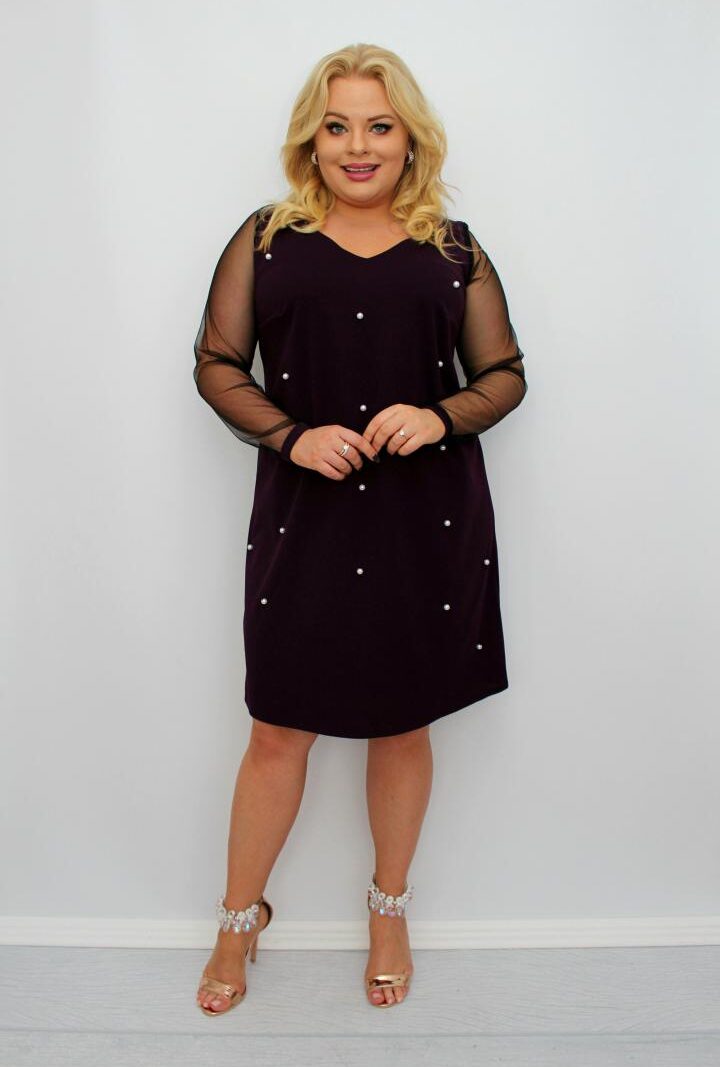 Perła Stylu: odkryj sukienkę Perla, która podkreśli Twoje piękno! Śliwka WYPRZEDAŻ