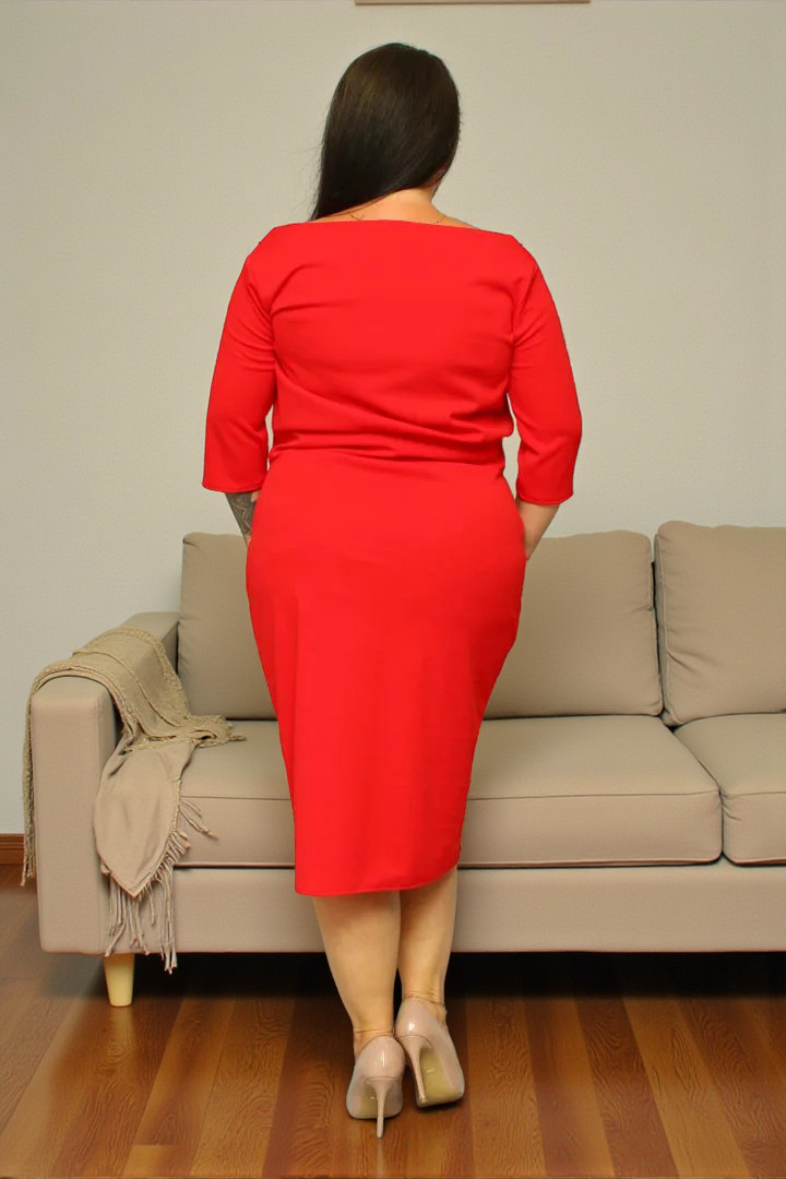 Sukienka Dafne dzianinowa wiązana czerwona - obrazek 3