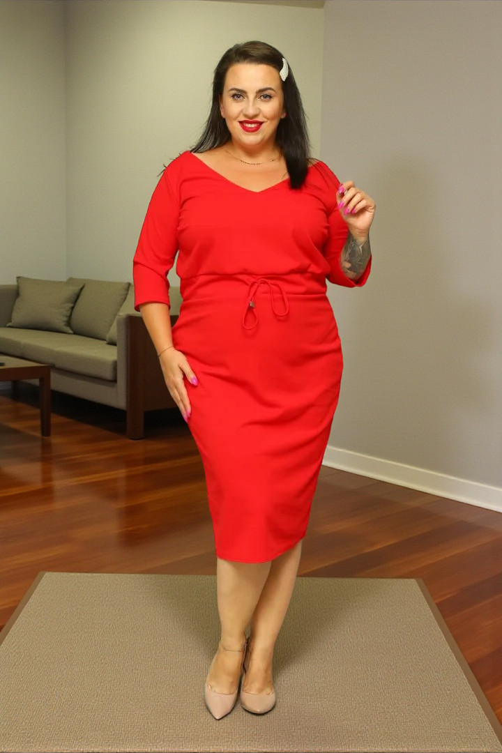 Sukienka Dafne dzianinowa wiązana czerwona - obrazek 6