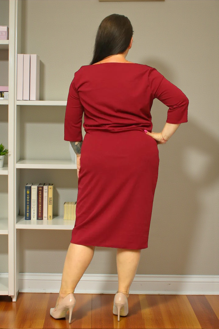 Sukienka Dafne dzianinowa wiązana bordo - obrazek 4