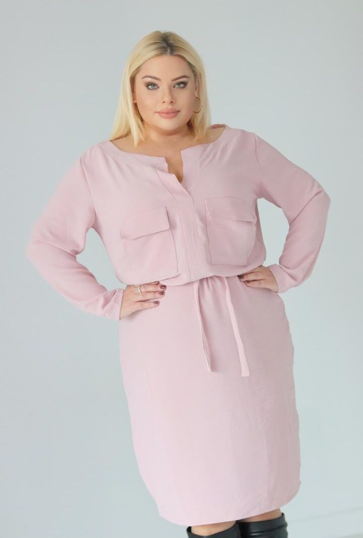 Sukienka Ortena szmizjerka klsyczna ołówkowa wiskoza pudrowy róż