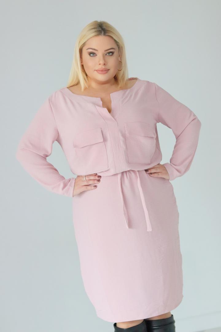 Sukienka Ortena szmizjerka klsyczna ołówkowa wiskoza pudrowy róż