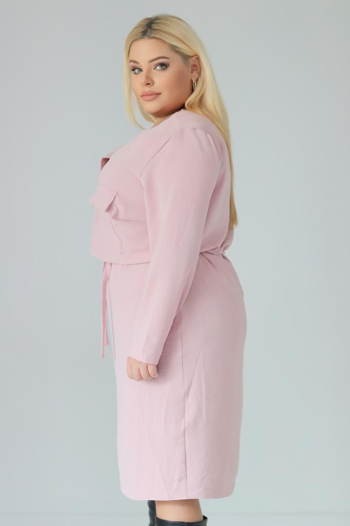 Sukienka Ortena szmizjerka klsyczna ołówkowa wiskoza pudrowy róż - obrazek 4