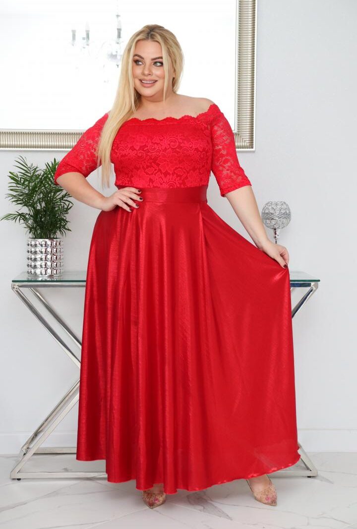 Sukienka Tamara maxi wieczorowa rozkloszowana ekskluzywna hiszpanka koronka czerwona