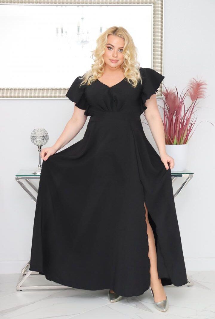 Sukienka Colette rozkloszowana kopertowy dekolt - Zanim kupisz, zobacz film, który pokazuje jak pięknie się układa. CZARNA