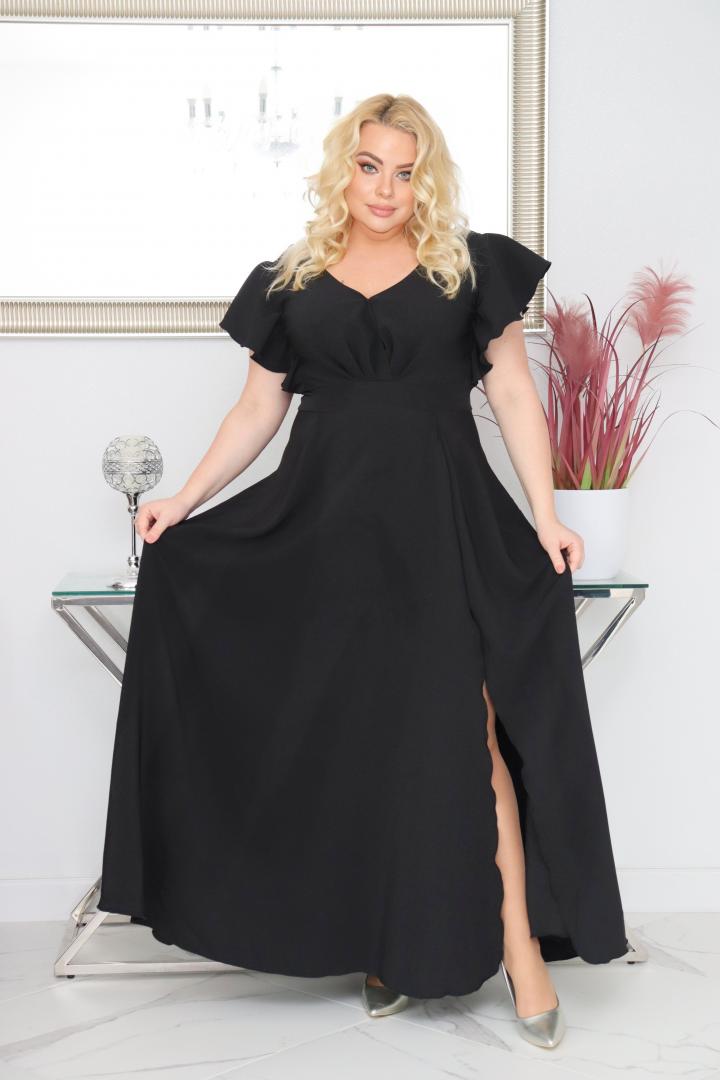 Sukienka Colette rozkloszowana kopertowy dekolt - Zanim kupisz, zobacz film, który pokazuje jak pięknie się układa. CZARNA