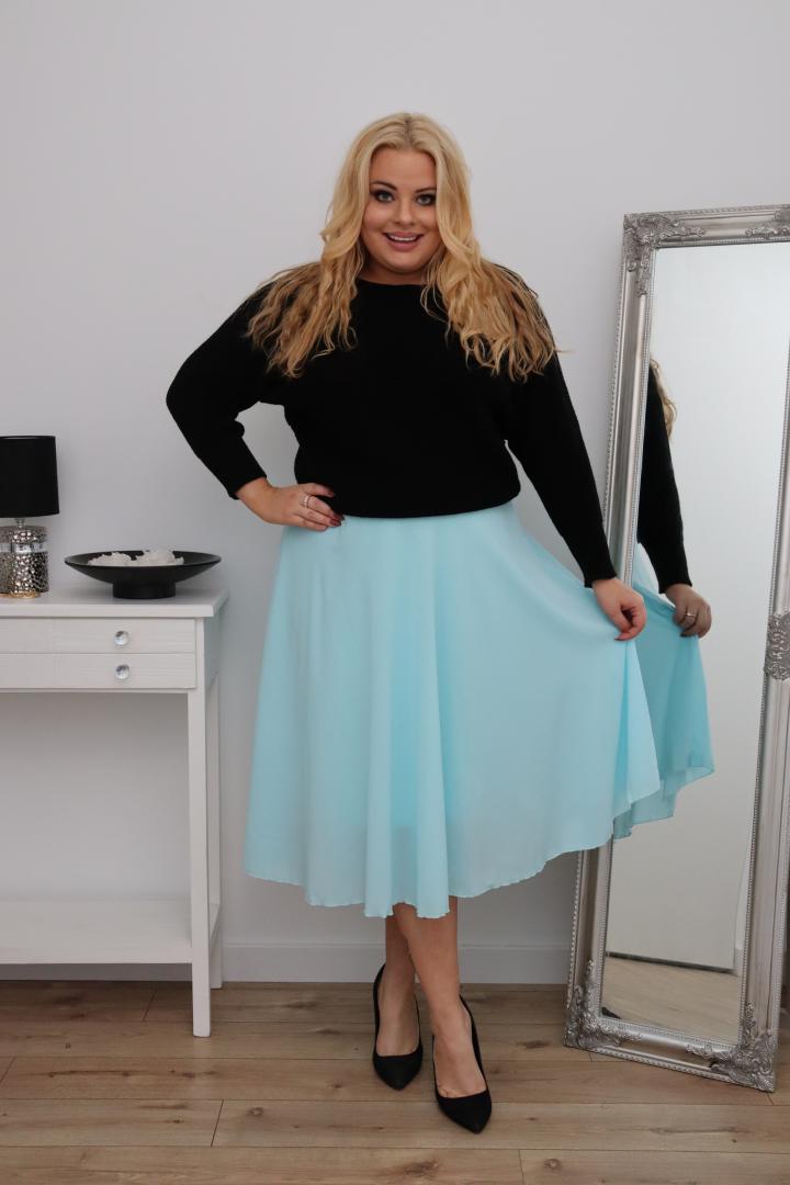 Rozkloszowana lekka zwiewna spódnica z szyfonu Sonia pastelowa mięta