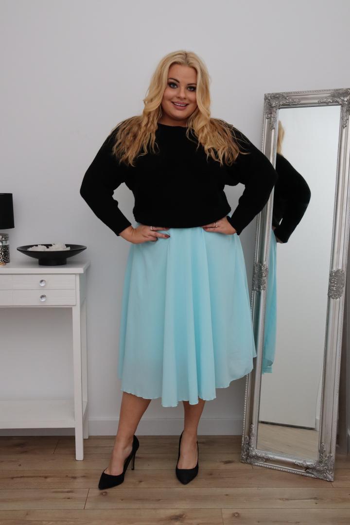 Rozkloszowana lekka zwiewna spódnica z szyfonu Sonia pastelowa mięta - obrazek 3