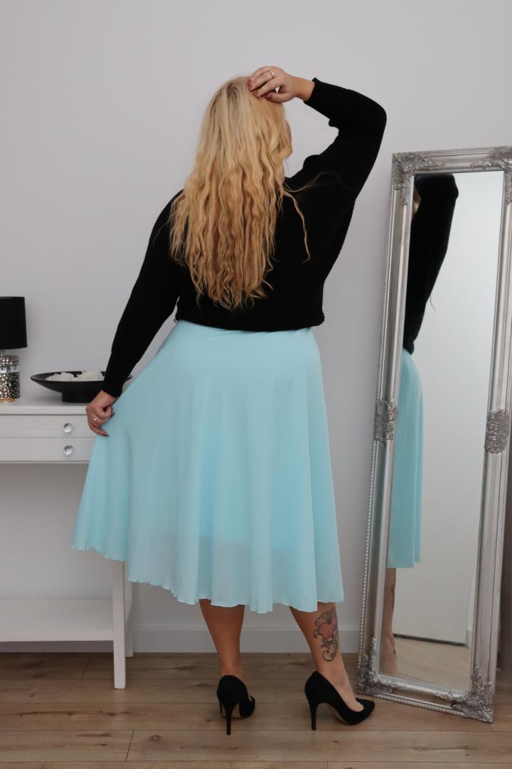 Rozkloszowana lekka zwiewna spódnica z szyfonu Sonia pastelowa mięta - obrazek 4