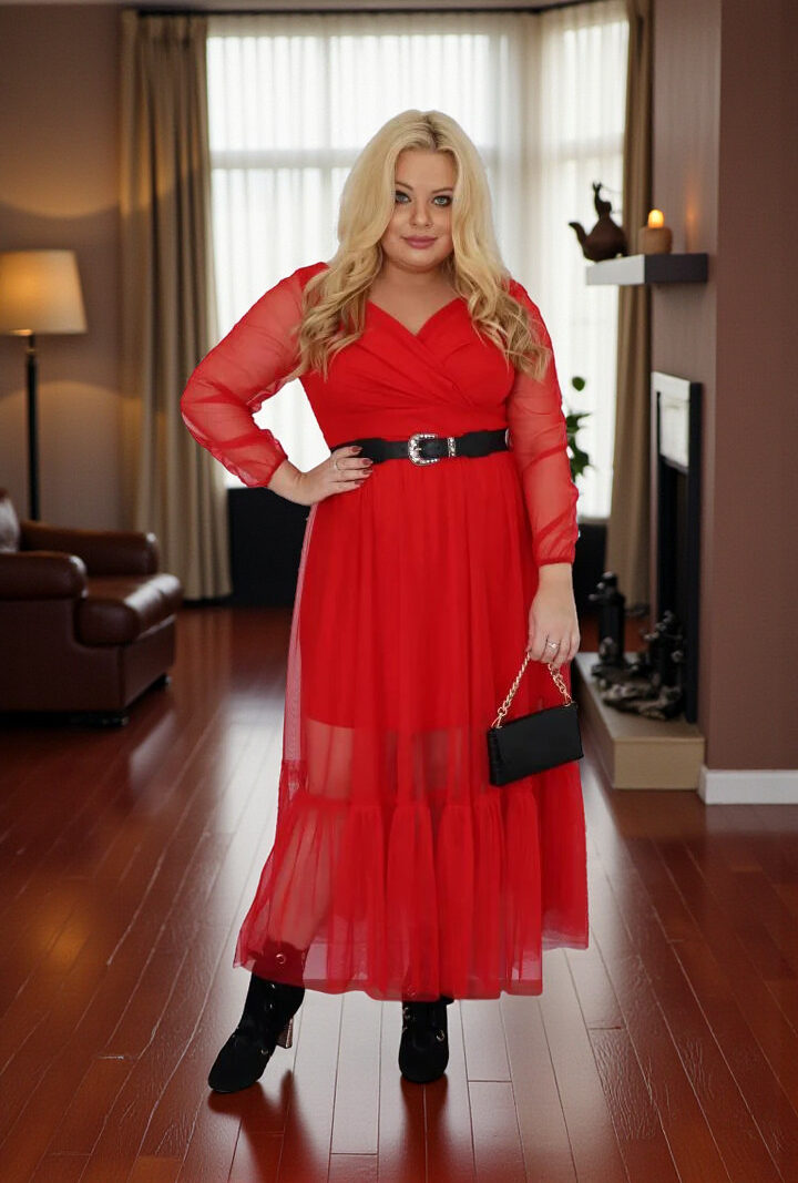 SEKRET LEKKIEJ ELEGANCJI: Sorena, kopertowy dekolt, lekkość motyla i ta romantyczna falbana... Czerwona.