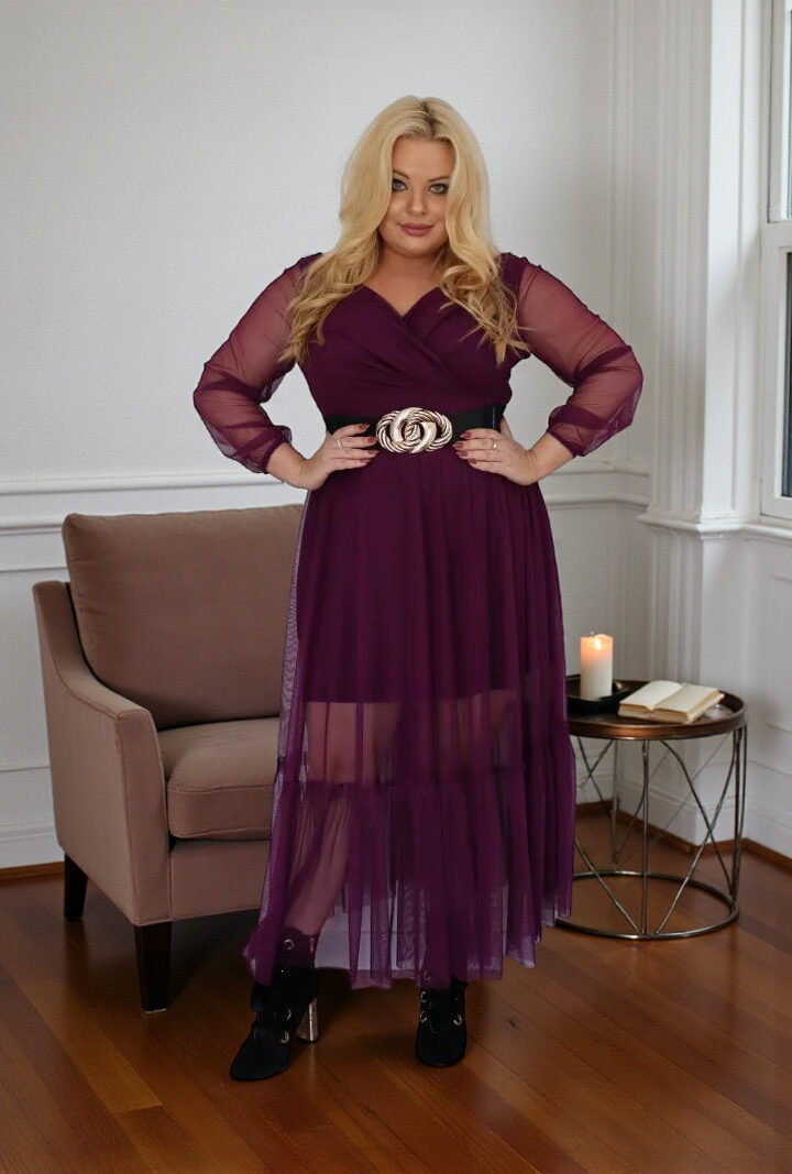SEKRET LEKKIEJ ELEGANCJI: Sorena, kopertowy dekolt, lekkość motyla i ta romantyczna falbana... Fioletowa.