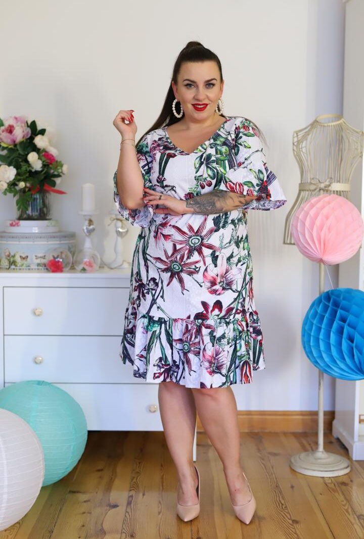 Sukienka Gabi 100% bawełna WYSOKA JAKOŚĆ zielone liście