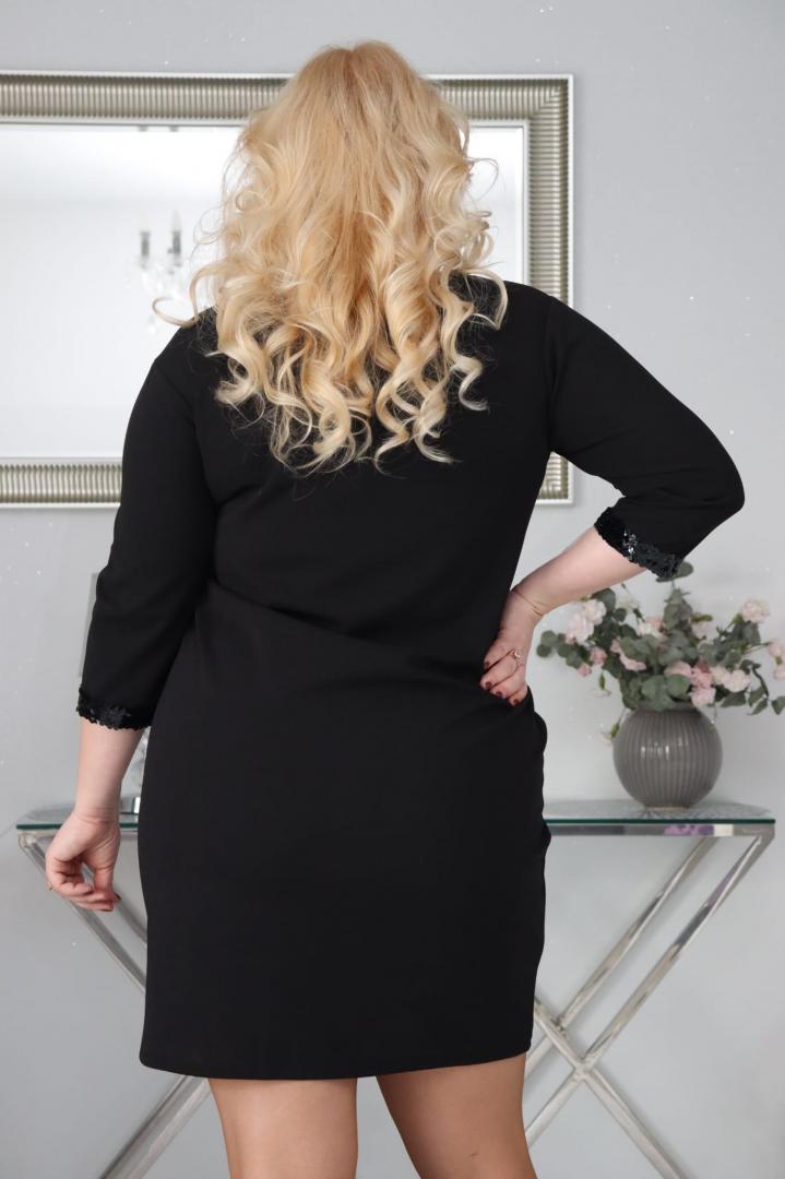 Sukienka Triss z ozdobnym dekoltem cekinowa taśma czarna - obrazek 6