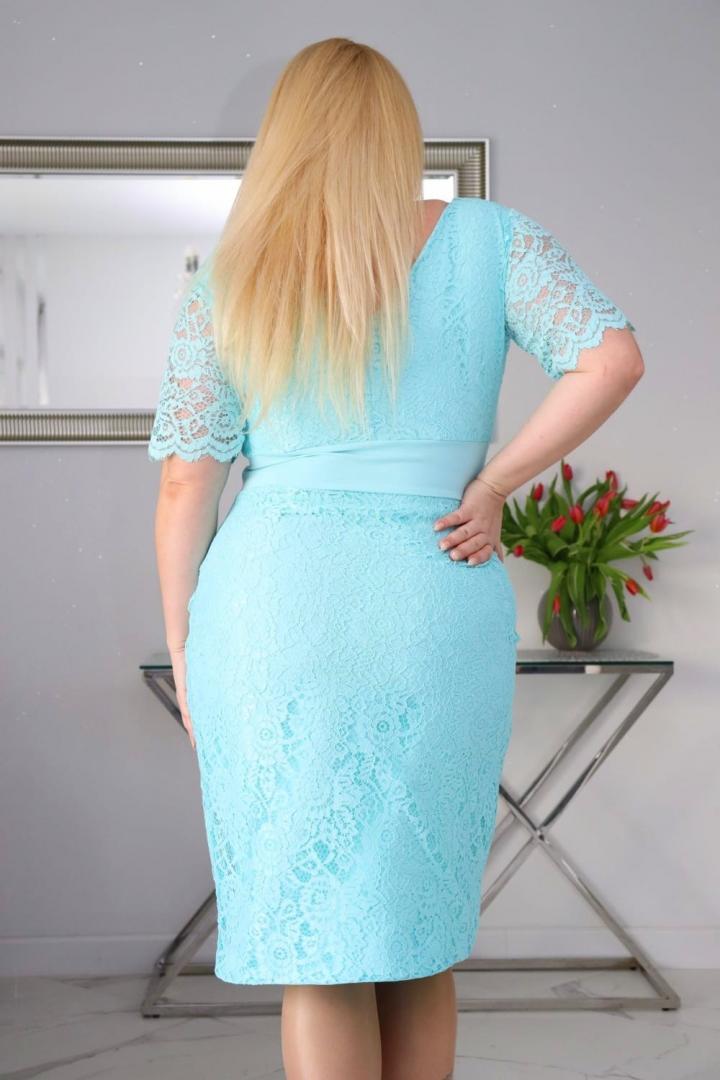Sukienka Gianna ołówkowa ekskluzywna koronkowa miętowa PROMOCJA - obrazek 5