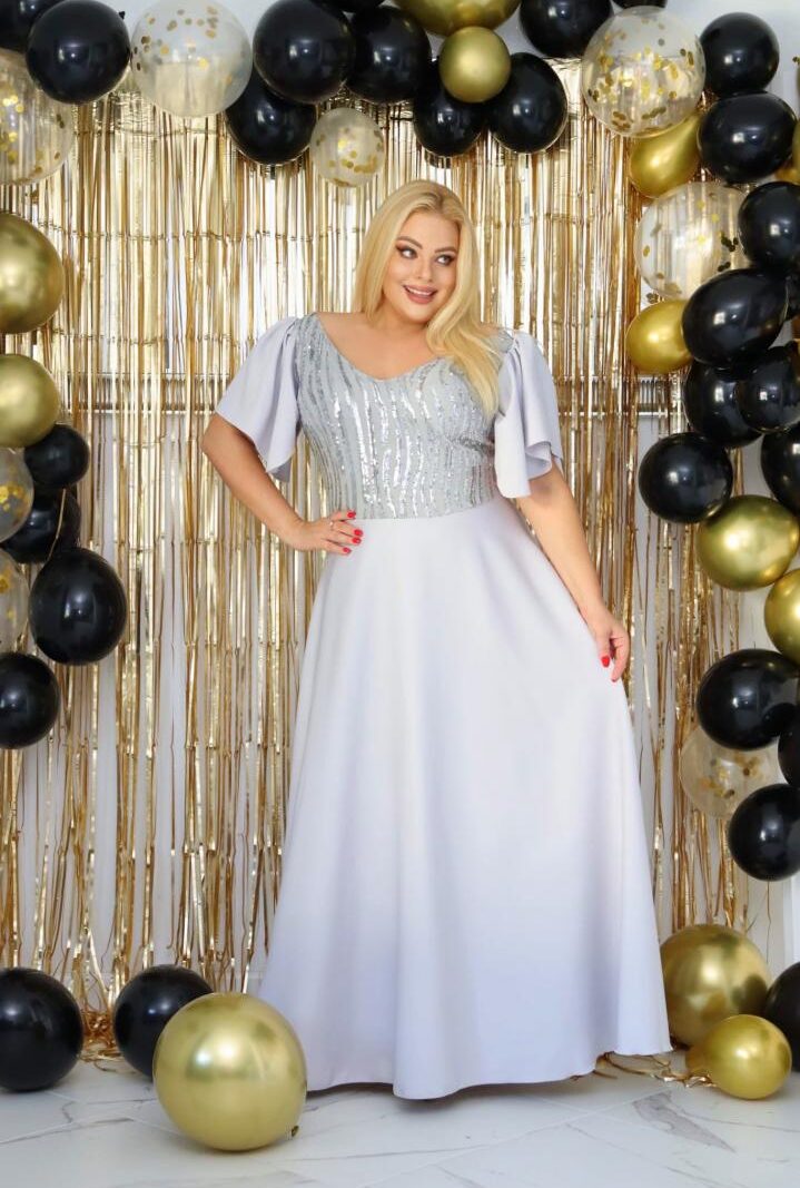 Sukienka "Amelia" – luksusowy blask cekinów, idealna na wielkie wyjścia! SREBRNA PROMOCJA