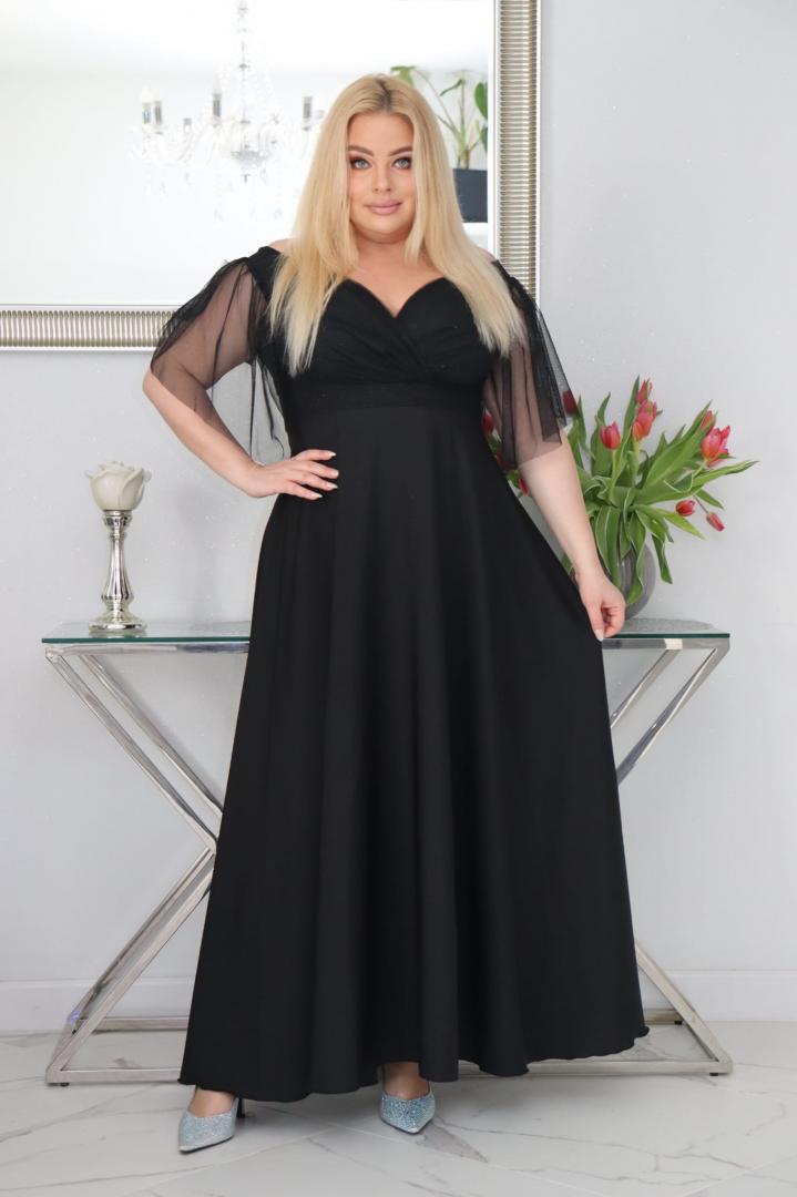 Klasyczna sukienka maxi, która nigdy nie wychodzi z mody! Czarna. KOD S1078.