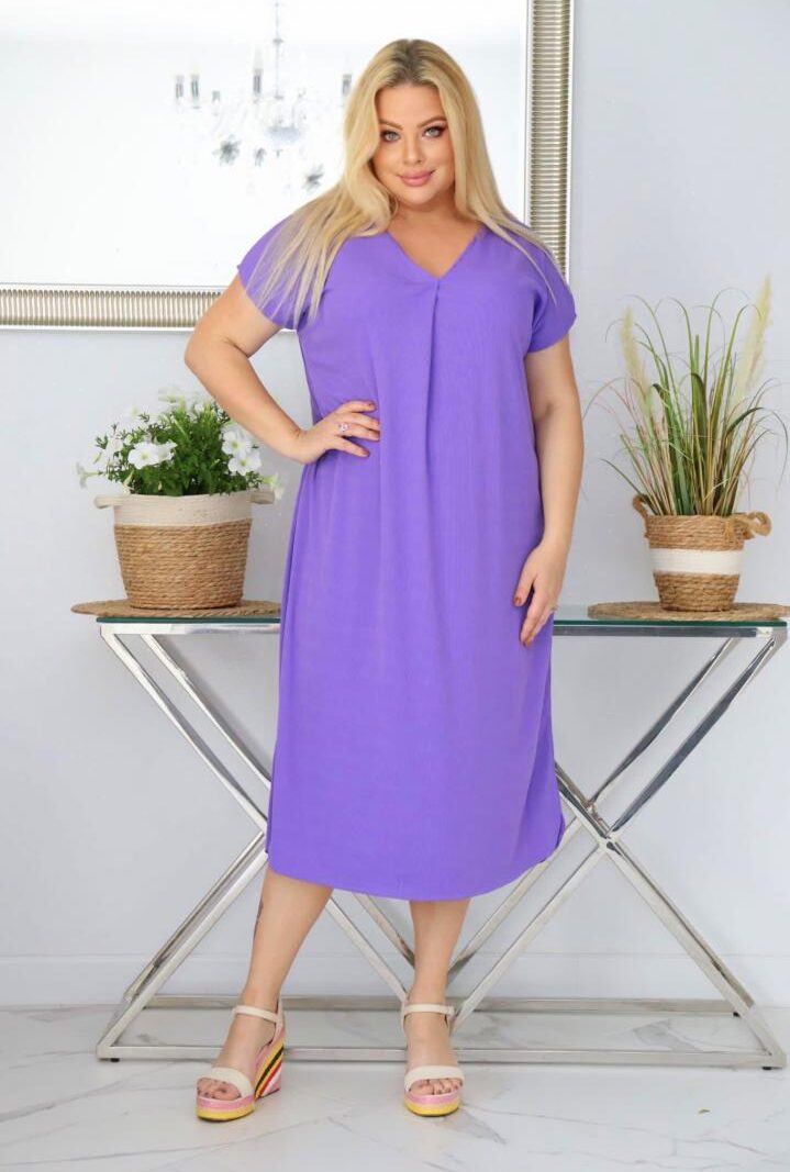 Sukienka Luna klasyczna niezwykle wygodna i szykowna fioletowa