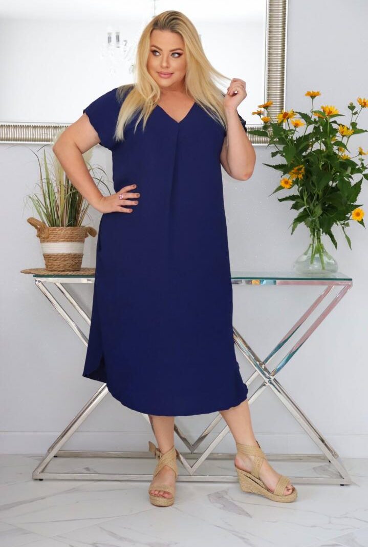 Sukienka Luna klasyczna niezwykle wygodna i szykowna wiskoza granatowa