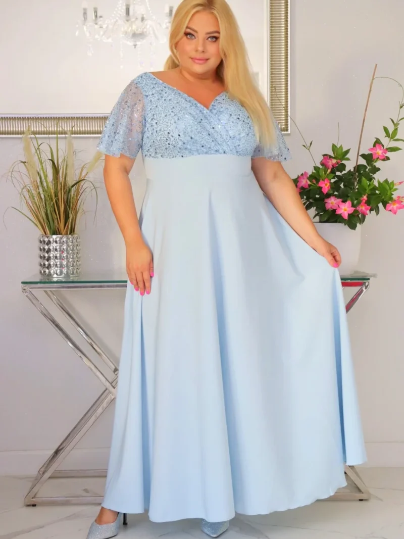 Sukienka Arwena - elegancja, która olśniewa. Kwintesencja wieczorowego blasku! BŁĘKITNA