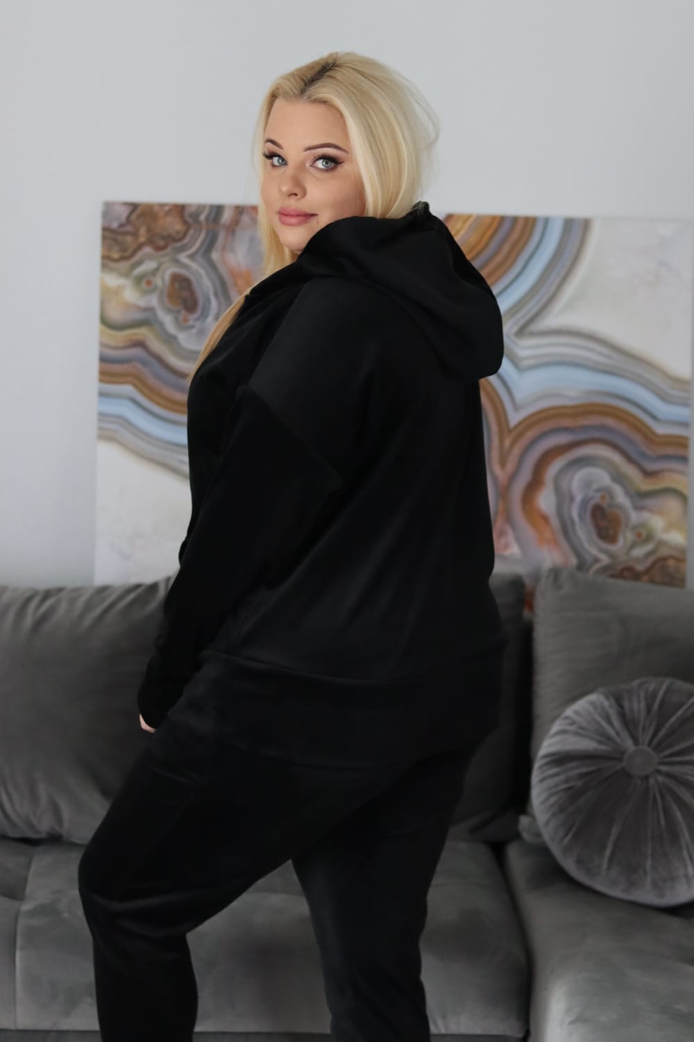 Glamour komplet welurowy Weluris BAWEŁNA czarny - obrazek 5