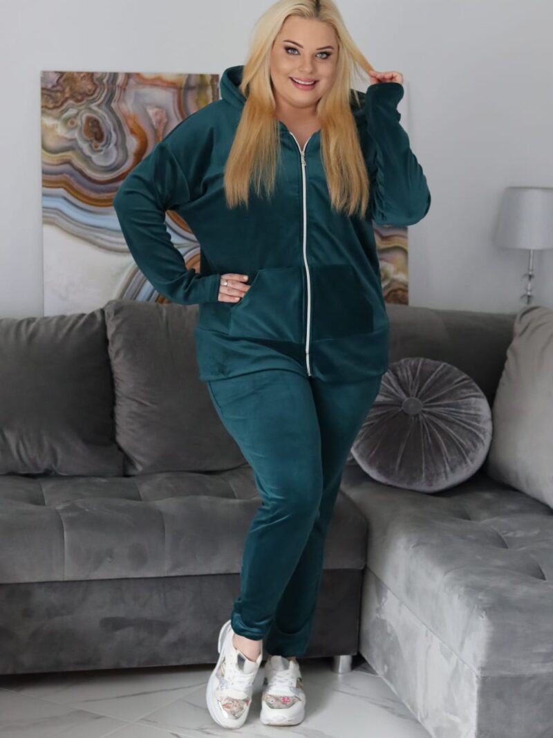 Glamour komplet welurowy Weluris BAWEŁNA butelkowa zieleń