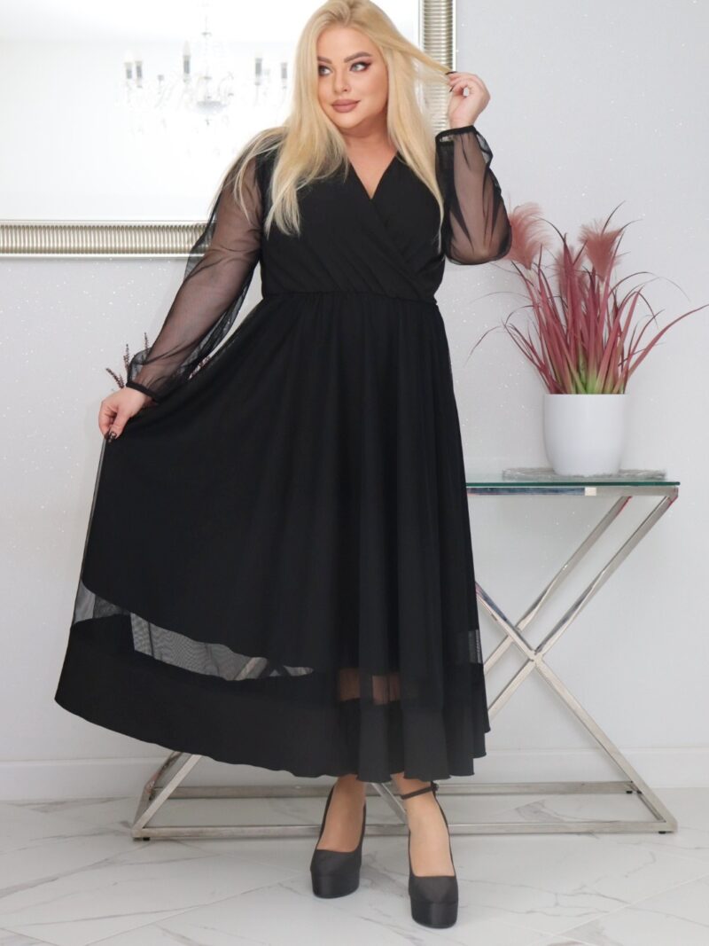 Sukienka Korina lekka zwiewna rozkloszowana czarny tiul
