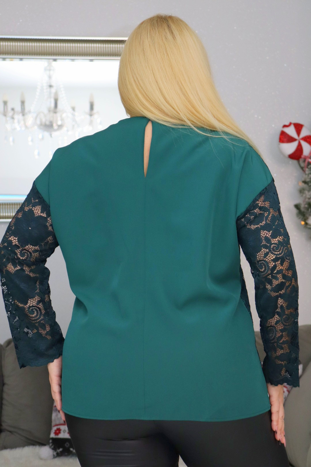 Tunika bluzka koronkowa Emma butelkowa zieleń PROMOCJA - obrazek 5