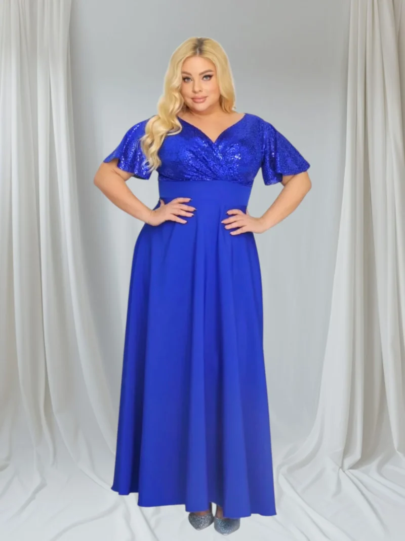 Sukienka Arwena - elegancja, która olśniewa. Kwintesencja wieczorowego blasku! CHABROWA DROBNE CEKINY