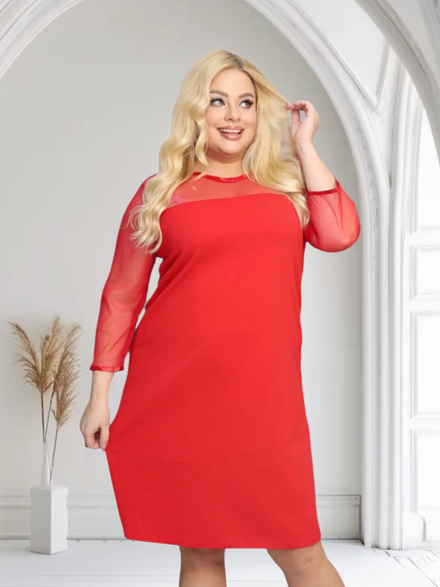 Sukienka Harper trapezowa tiul czerwona - obrazek 3