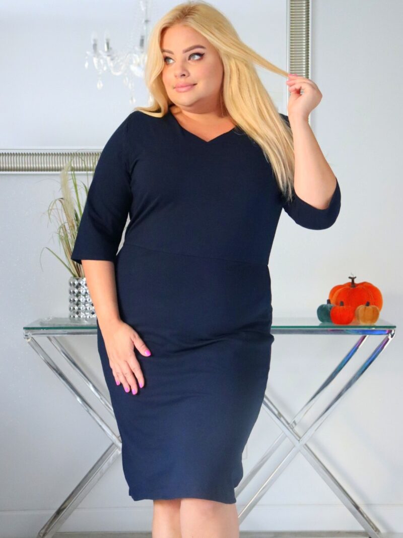 Sukienka Jolanda 100% dzianina bawełniana GRANATOWA NATURALNY SKŁAD