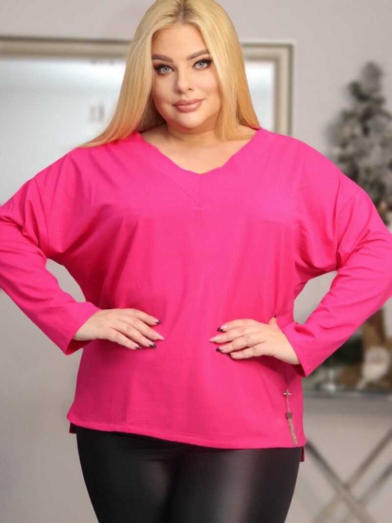 Tunika bluzka 100% bawełna z metalową przywieszką "frędzle" amarant PROMOCJA