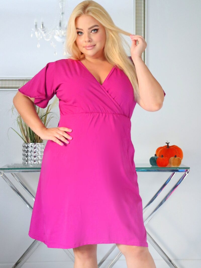 Sukienka NARINA trapezowa 100% bawełna FUKSJA NATURALNY SKŁAD