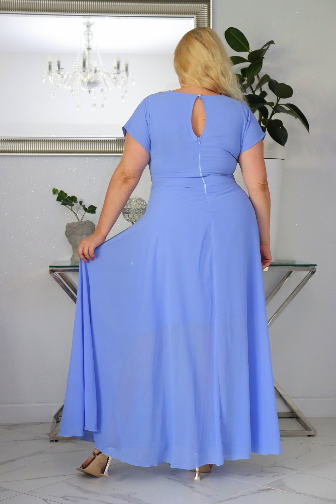 Absolutna IKONA STYLU. Długa MELISA z kryształowym akcentem w talii BŁĘKIT ! - obrazek 6