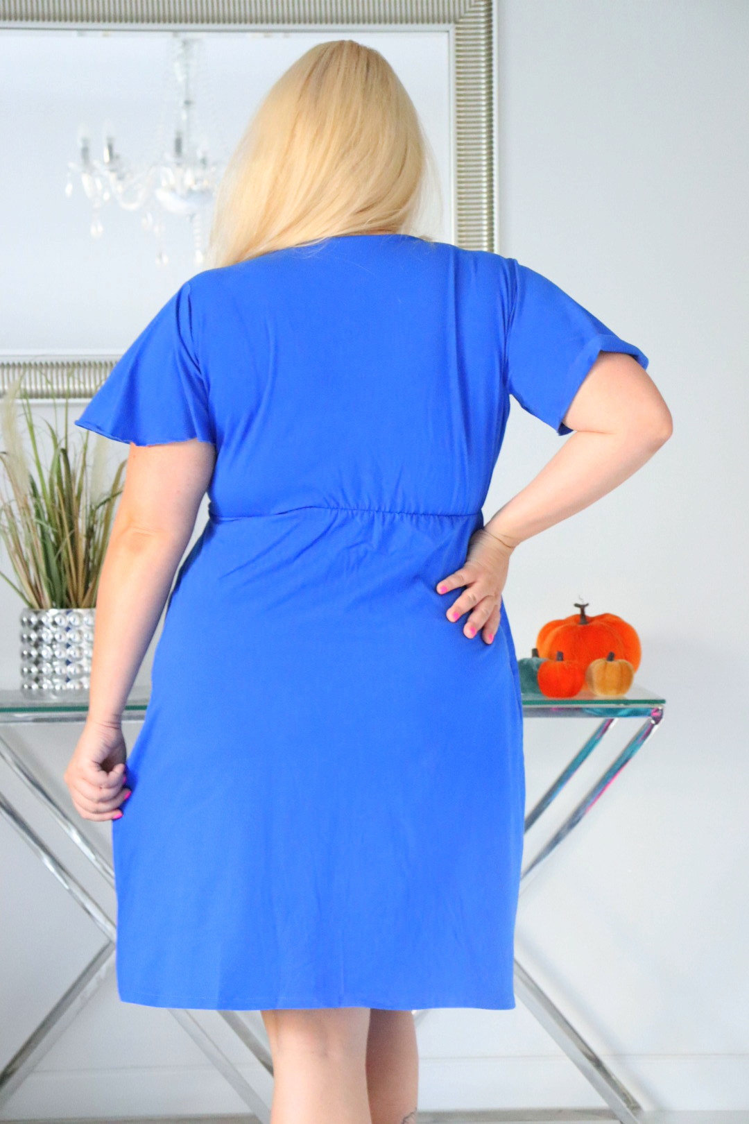 Sukienka NARINA trapezowa 100% bawełna CHABROWA NATURALNY SKŁAD - obrazek 6