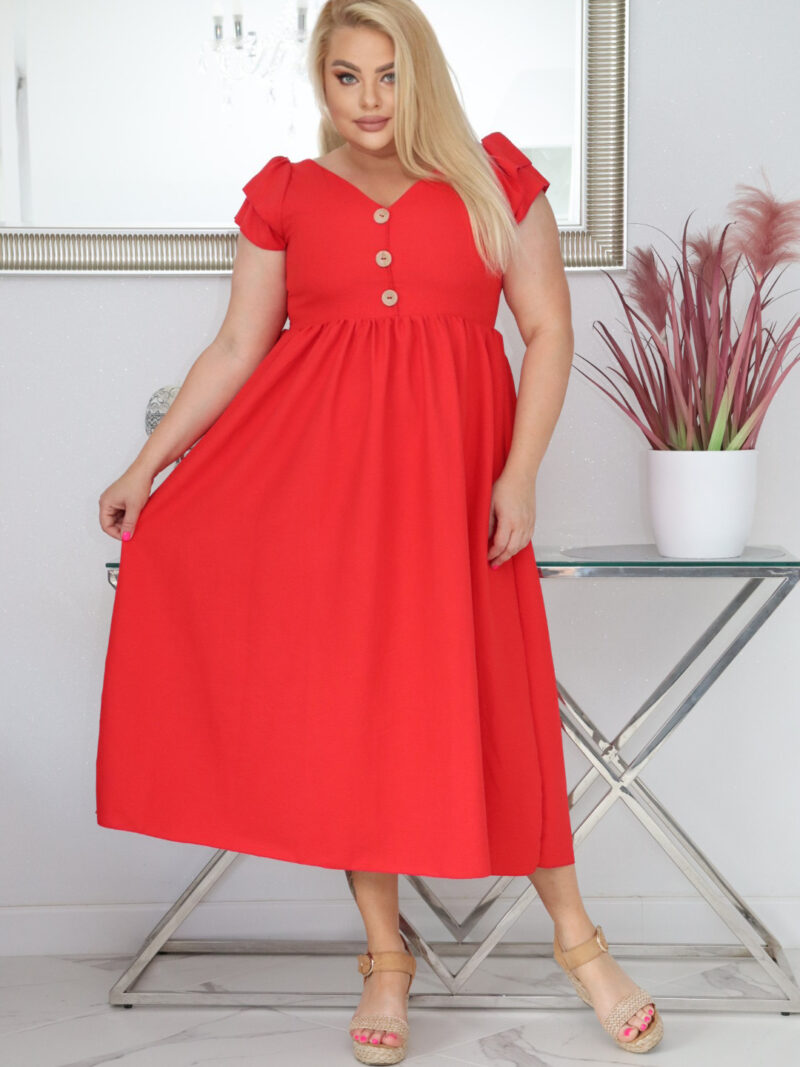 Sukienka ESTERA trapezowa 100% wiskoza CZERWONA NATURALNY SKŁAD