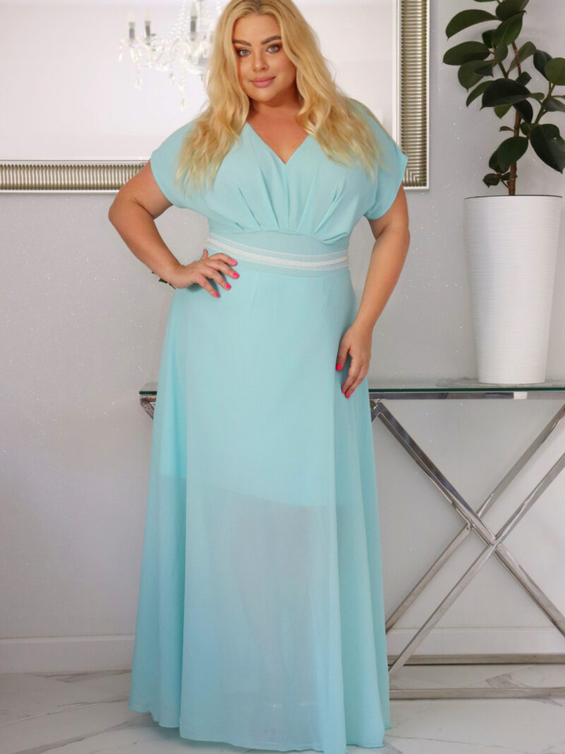 Absolutna IKONA STYLU. Długa MELISA z kryształowym akcentem w talii  MIĘTOWA !