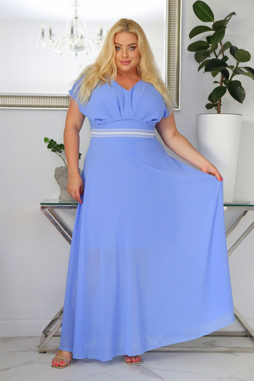Absolutna IKONA STYLU. Długa MELISA z kryształowym akcentem w talii BŁĘKIT ! - obrazek 3