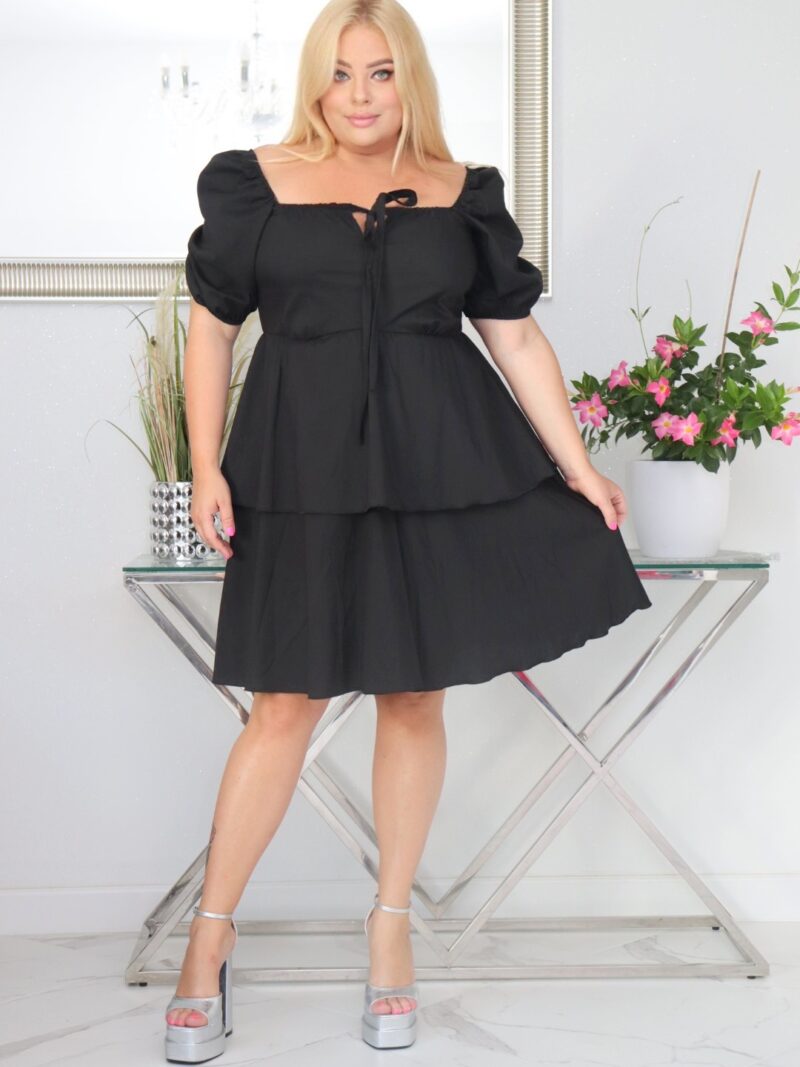 Sukienka LELANI rozkloszowana 100% bawełna CZARNA NATURALNY SKŁAD