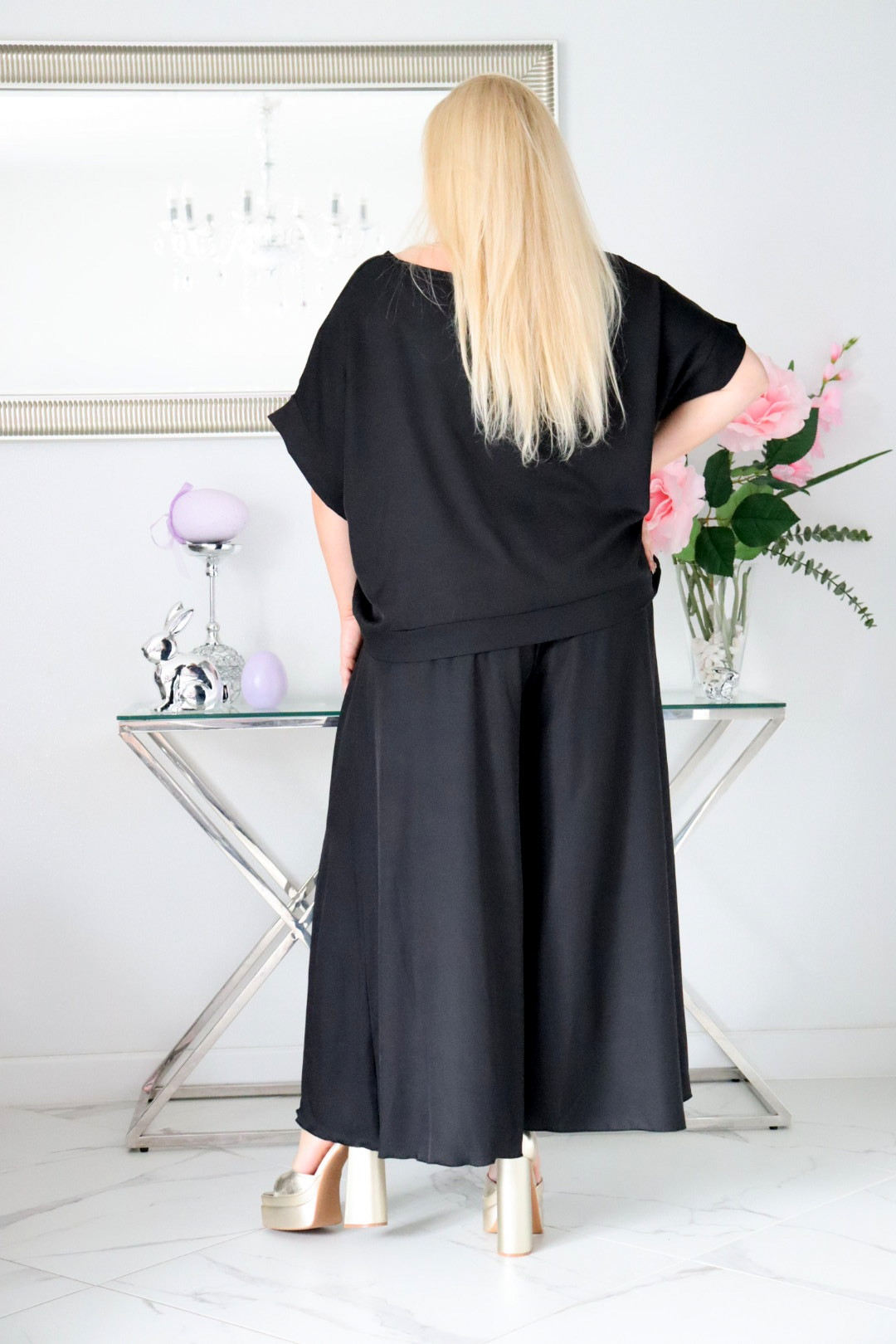 Komplet zestaw bluzka ze spodniami 100% naturalny skład czarny - obrazek 6