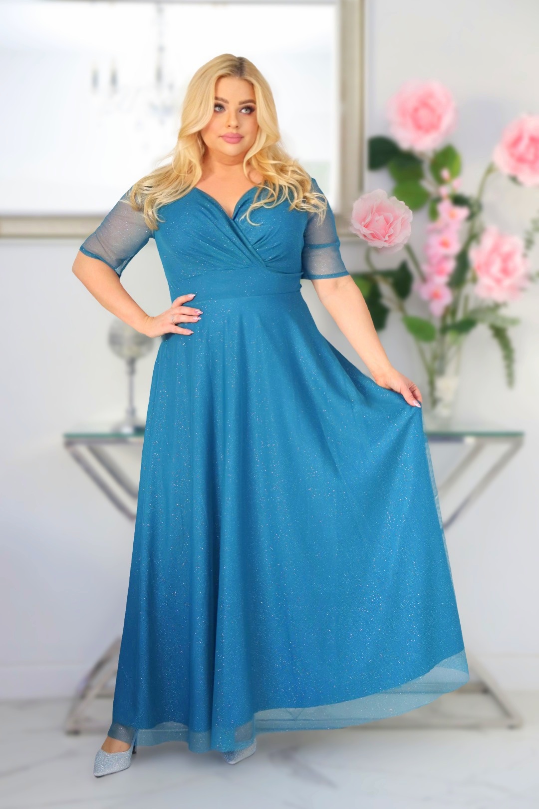 Zanzilla maxi GLAMOUR dół z rozkloszowaniem. Brokat bez obsypywania. Idealnie! Turkusowa. - obrazek 3