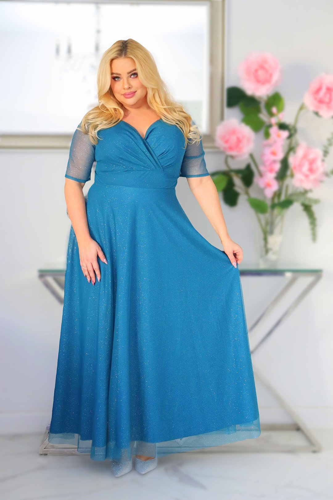 Zanzilla maxi GLAMOUR dół z rozkloszowaniem. Brokat bez obsypywania. Idealnie! Turkusowa.