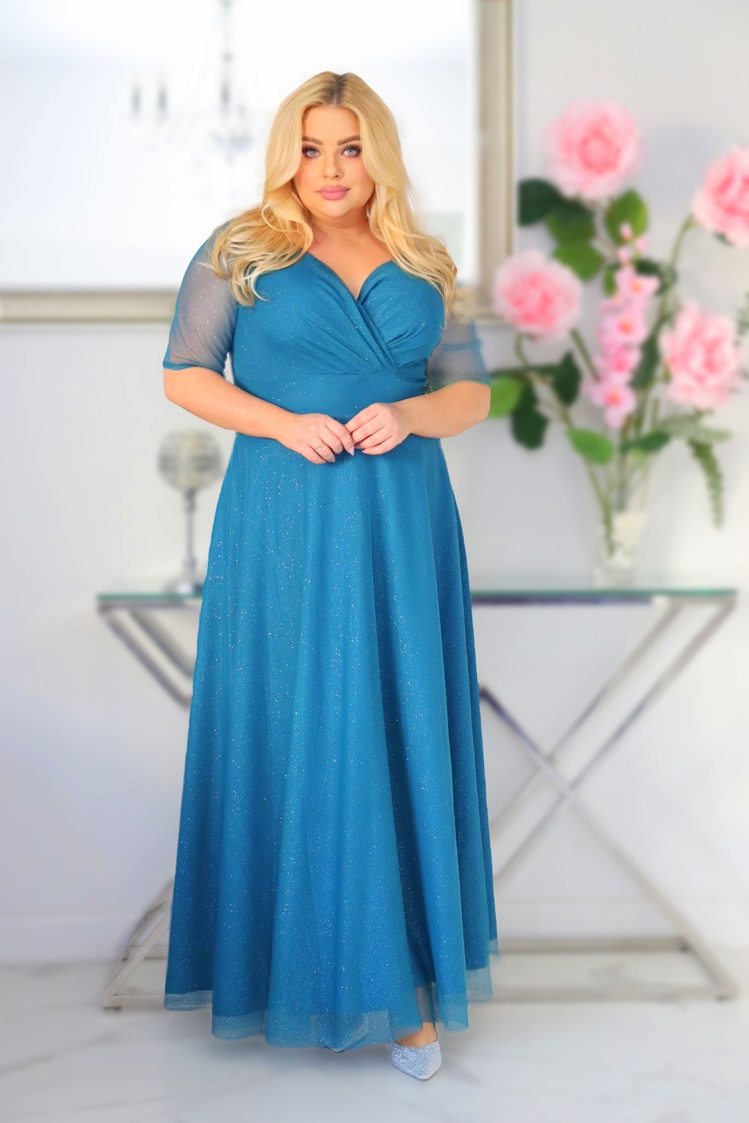 Zanzilla maxi GLAMOUR dół z rozkloszowaniem. Brokat bez obsypywania. Idealnie! Turkusowa. - obrazek 4