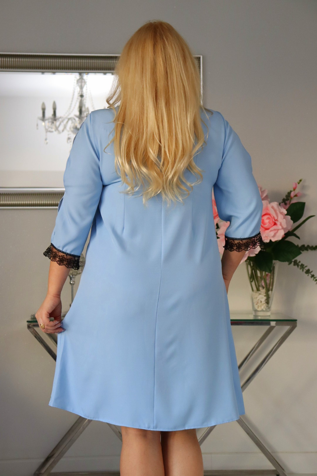 Sukienka EMERA trapezowa kolekcja NATURALNY SKŁAD błękitna PROMOCJA - obrazek 6